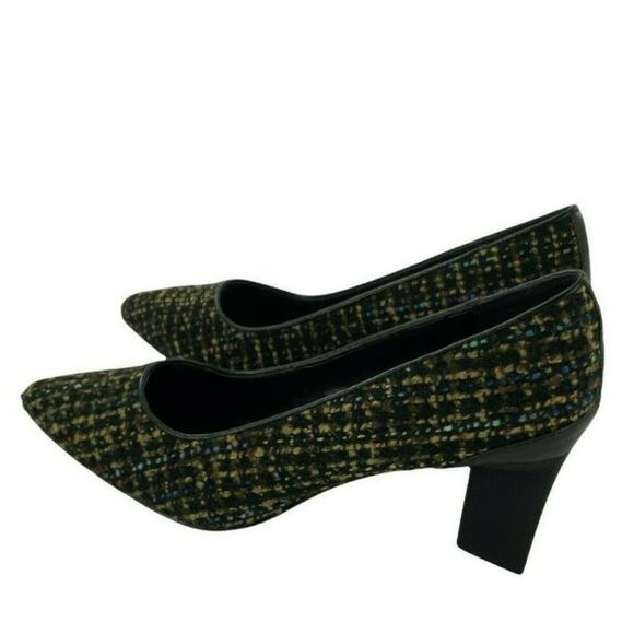 LOGO by Lori Goldstein Liza Shoes Women 7.5 Pointed Toe Block Heel Leather Tweed - Picture 4 of 7